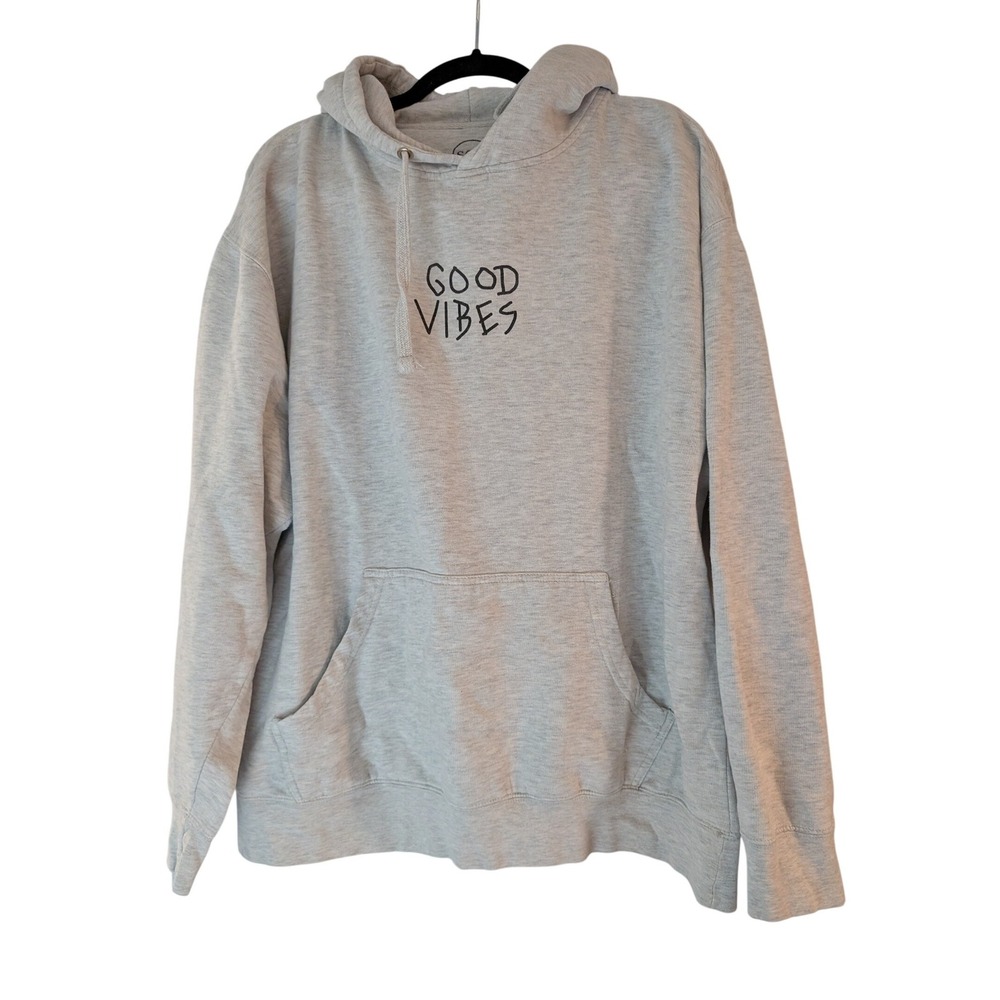 SCW Hoodie Women XL Gray Good Vibes Graphic‎ Pullover Sweatshirt